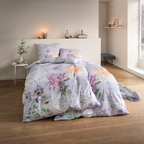 Pościel flanelowa DAHLIA srebrna 155x200 ESTELLA Pościel flanelowa DAHLIA srebrna 155x200 ESTELLA
