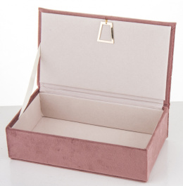 Szkatułka na biżuterię różowa aksamitna 6x19x11,5