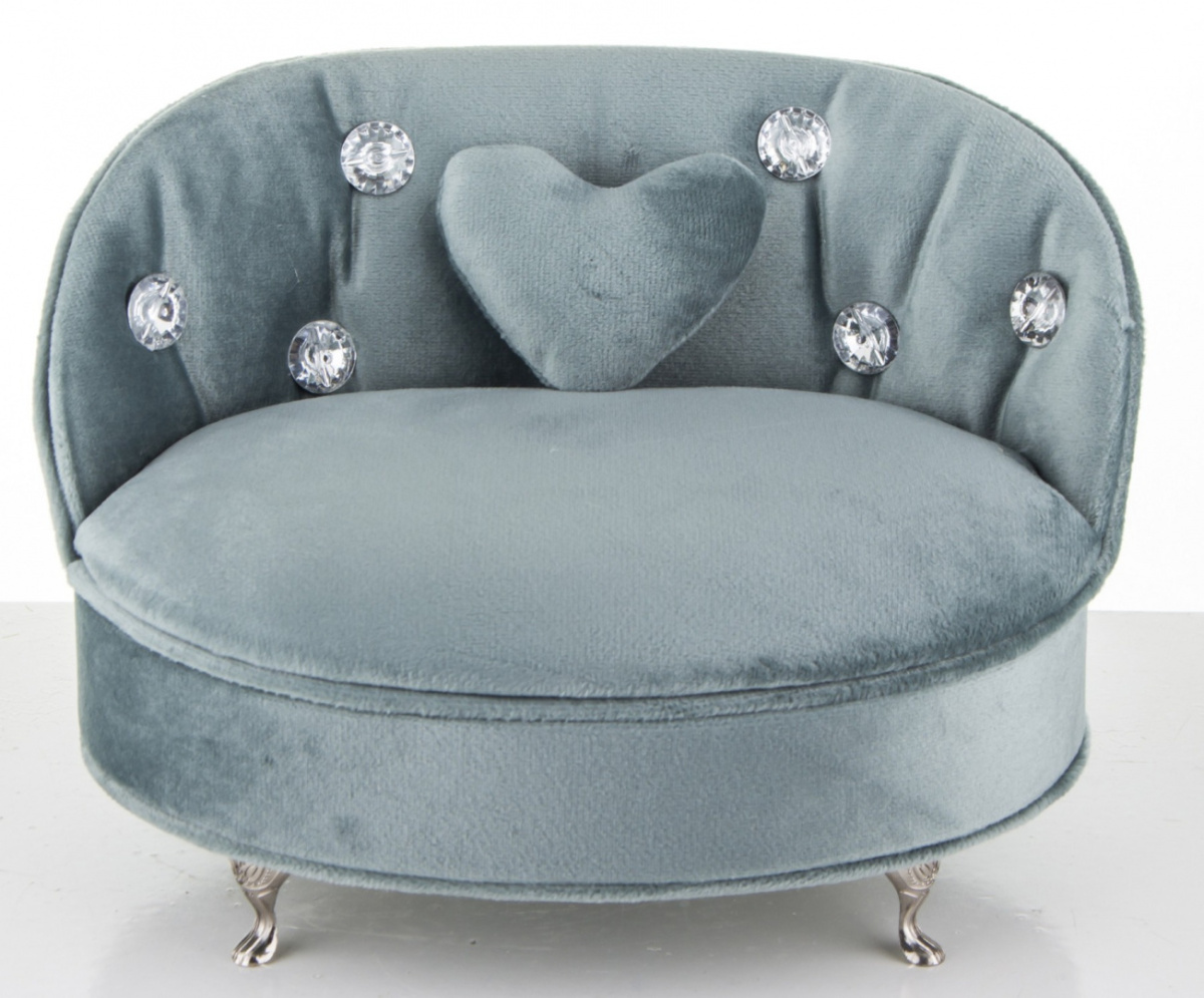 Szkatułka na biżuterię sofa szaro niebieski 14x20x14