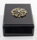 Szkatułka na biżuterię szklana czarno złota kwiat 6,5x16x12