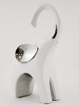 Figurka Słoń z podniesioną trąbą biało-srebrny 22,5x14,5x7