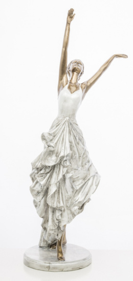Figurka Tańczącej kobiety baletnicy kremowo złota 48,5x20x12cm
