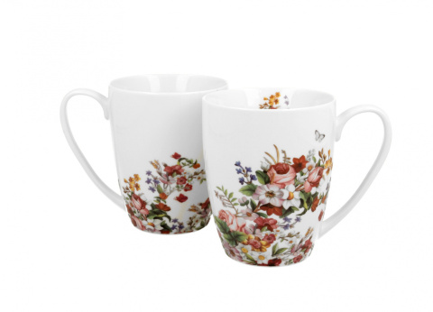 2 Kubki 380ml VINTAGE FLOWERS - WHITE