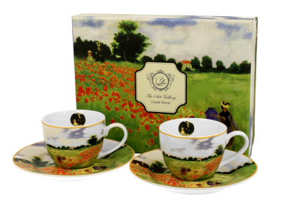 2 filiżanki espresso ze spodkami 110ml Claude Monet - Poppy Field