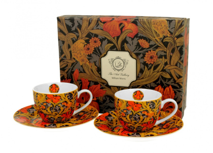 2 filiżanki espresso ze spodkami 110ml William Morris - Orange Irises