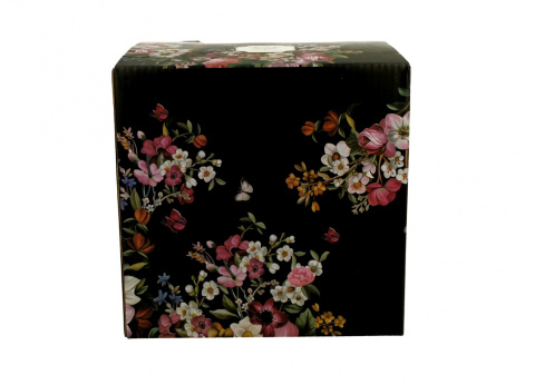 Porcelanowy dzbanek z filiżanką i spodkiem VINTAGE FLOWERS BLACK