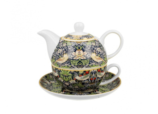 Porcelanowy dzbanek z filiżanką i spodkiem William Morris STRAWBERRY THIEF BLUE