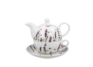 Porcelanowy dzbanek z filiżanką i spodkiem CLASSIC LAVENDER