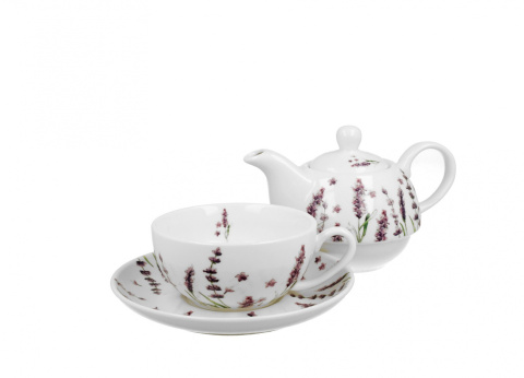 Porcelanowy dzbanek z filiżanką i spodkiem CLASSIC LAVENDER