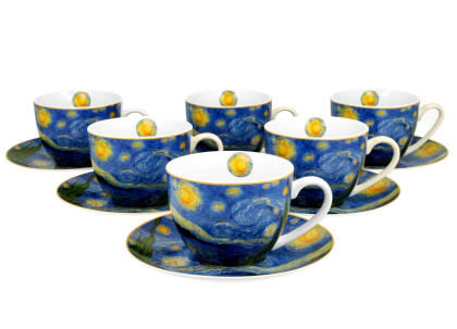 Filiżanki ze spodkami 280 ml komplet 6 szt. Vincent Van Gogh- Starry Night