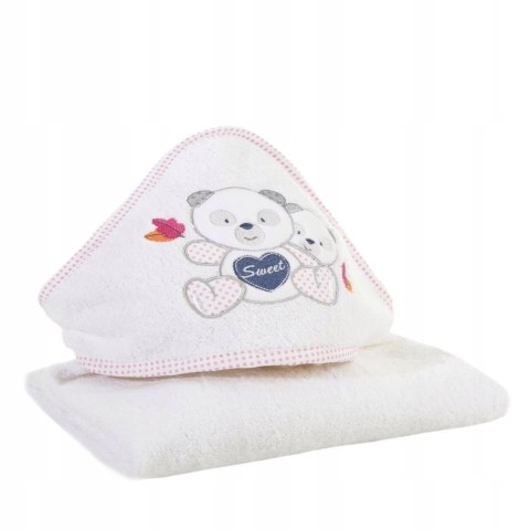 Ręcznik z kapturkiem BABY1 biały+różowy Eurofirany