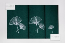 Komplet Ręczników BILOBA Ciemny-Zielony Srebro