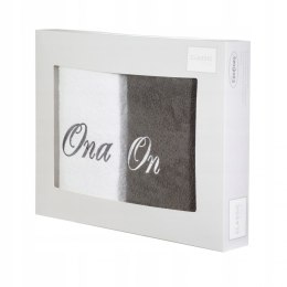 Komplet Ręczników ON ONA biały stalowy 70x140