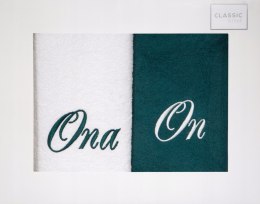 Komplet Ręczników ON ONA kremowy ciemno zielony 70x140