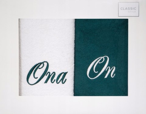 Komplet Ręczników ON ONA kremowy ciemno zielony 50x90