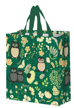 Ekologiczna torba zakupowa Sówki 14L zielone