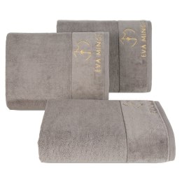 EVA MINGE Ręcznik bawełniany z welwetową bordiurą szary 30x50 Gaja Eurofirany
