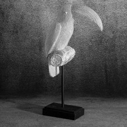 Figurka dekoracyjna ptak Tukan srebrna z drobnym strukturalnym wzorem