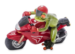 Figurka żaba na motorze ścigaczu 12x18x12
