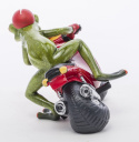 Figurka żaba na motorze ścigaczu 12x18x12