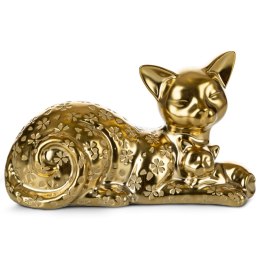 Figurka dekoracyjna złota Kotek w kwiaty