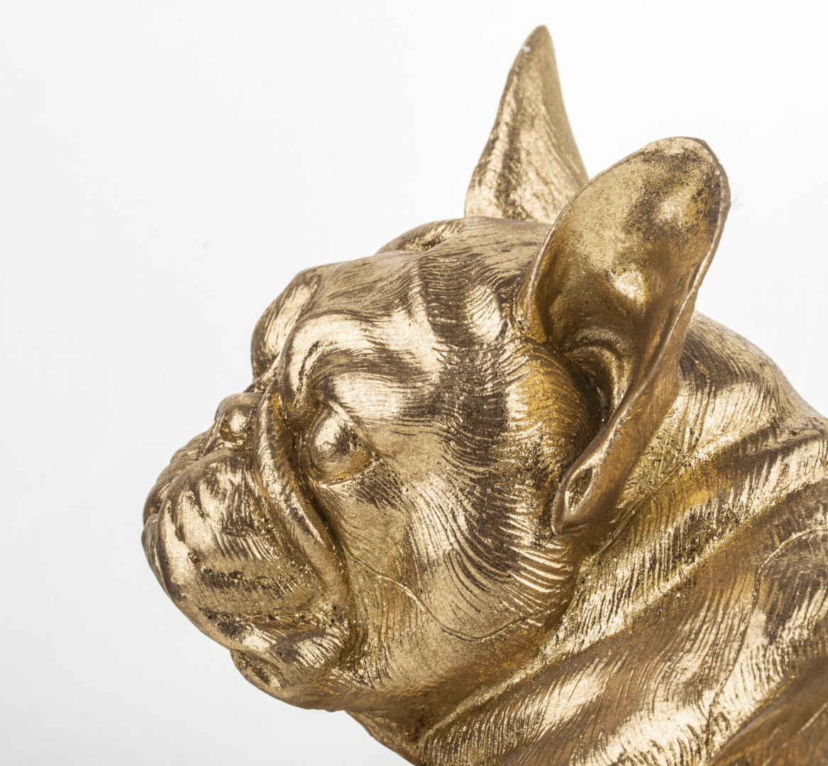 Figurka Leżący Pies Mops Złoty 15x30x16