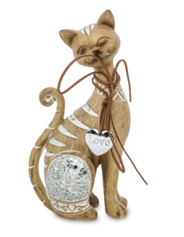 Figurka Siedzący Kot ozdobna brązowa 22,5x13x7