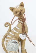 Figurka Siedzący Kot ozdobna brązowa 22,5x13x7