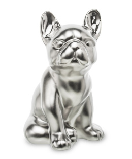 Figurka Siedzący Pies Mops Srebrny 15x11x10