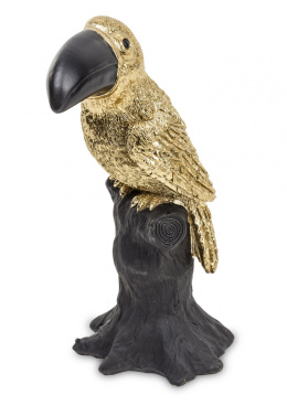 Figurka Tukan na drzewie czarno-złota 18x11x8,5