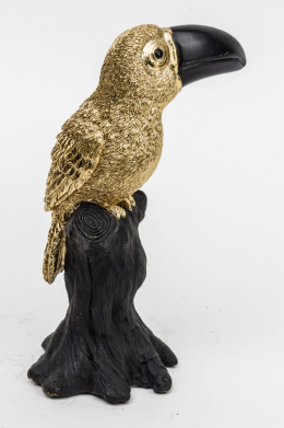 Figurka Tukan na drzewie czarno-złota 18x11x8,5