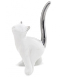 Figurka Proszący Kot biało-srebrna 15,5x7,5x5,5
