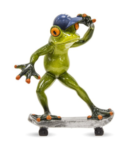 Figurka żaba skater na deskorolce 15x12x8cm