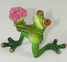 Figurka żaba z kwiatami 12x14x6,5