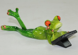 Figurka żaba z tabletem 6x19x6