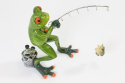 Figurka żaba z wędką 14,5x15x9