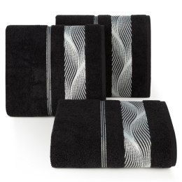 Ręcznik SYLWIA2 bawełniany z ozdobną bordiurą Czarny 50x90 EUROFIRANY