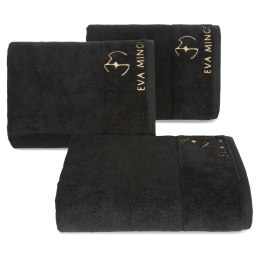EVA MINGE Ręcznik bawełniany z welwetową bordiurą czarny 30x50 Gaja Eurofirany