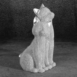 Koty - figurka dekoracyjna srebrna 13x11x21 cm