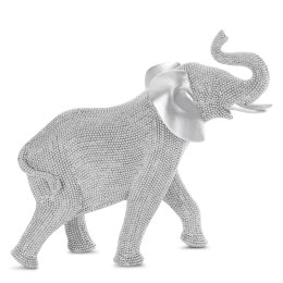 Figurka dekoracyjna Słoń z podniesioną trąbą ELDO srebrny 30x13x26