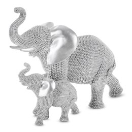 Figurka dekoracyjna słonie srebrna 25x12x20cm