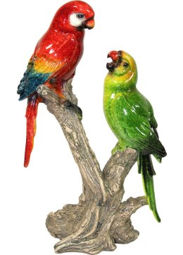 Figurka Papugi na Gałęzi 22,5x13x7,5 czerwono zielona