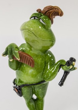 Figurka Żaba Fryzjer z suszarką i grzebieniem 20x10x7 zielona