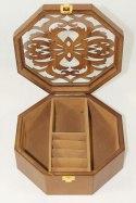 Szkatułka Drewniana zdobiona Ażurem 8x20x20