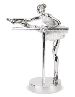 Figurka Baletnica ćwicząca przy drążku rozciąga się glamour 18,5x13,5x7 srebrna