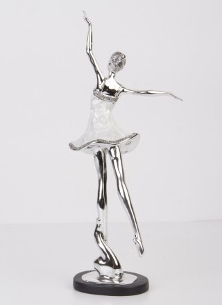 Figurka Baletnica modczas tańca glamour 37,5x12x8 srebrna perłowa