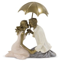 Figurka Para Romantyczny pocałunek pod parasolem 17x16x5,5 złota