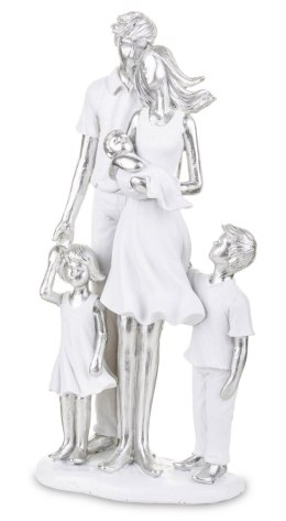Figurka Rodzina z dziećmi Glamour 25x12x7 biało srebrna
