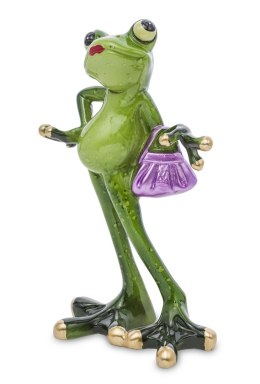 Figurka Żaba Elegantka z Torebką Pani Żaba 15x10x5 zielona