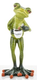 Figurka śpiąca żaba z kawą